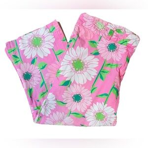 Lilly Pulitzer Floral Daisy Cropped Pants 14 Preppy Retro Casual Cottagecore
